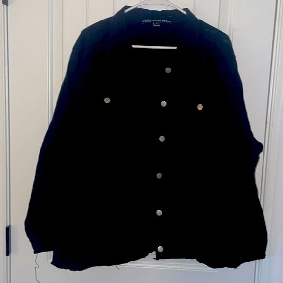 HYFVE Jackets & Blazers - HYFVE Black Distressed Denim Jacket Shacket Women's L Excellent Condition